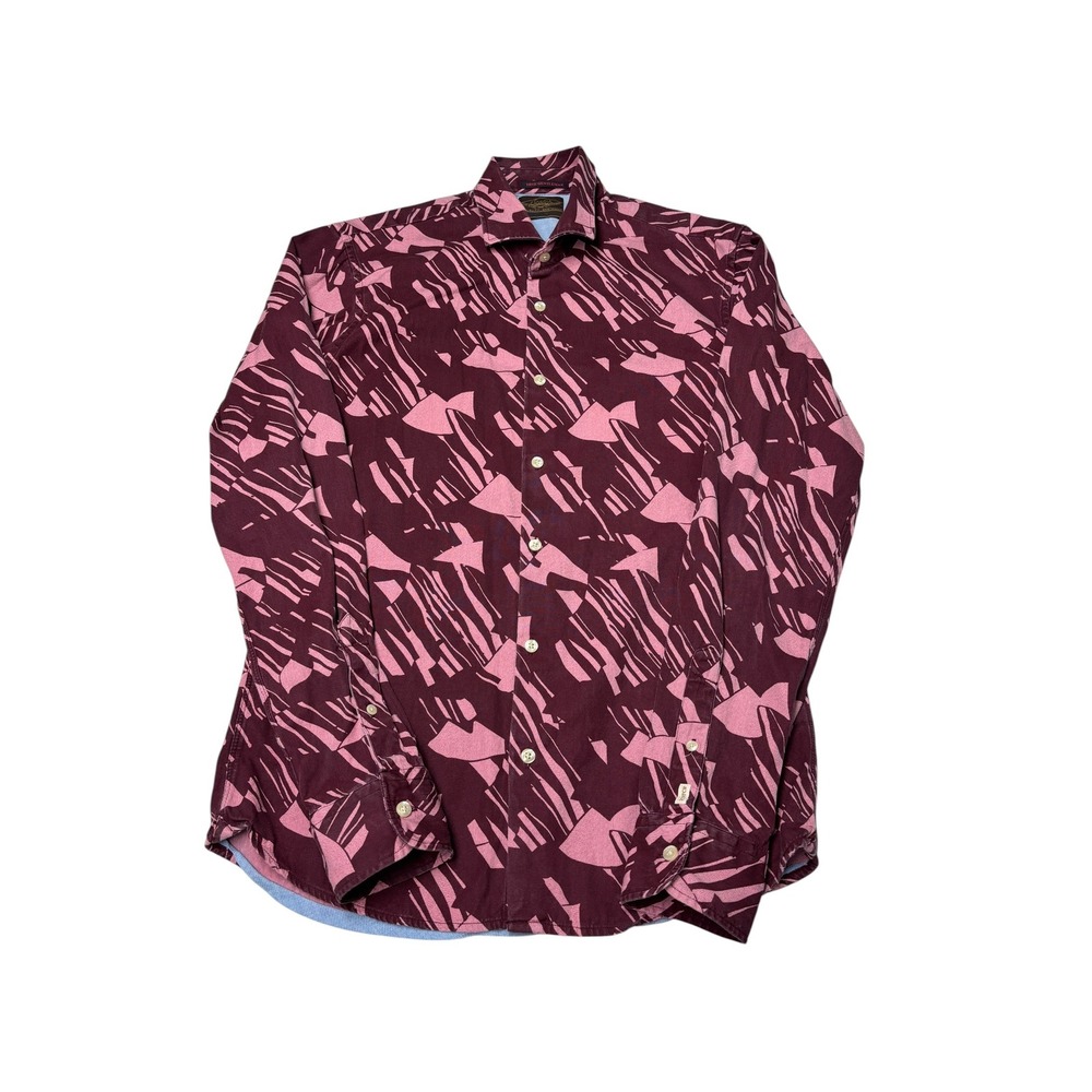 Scotch & Soda True Gentleman‎ Mens Medium Burgundy Pink Abstract Cotton Shirt